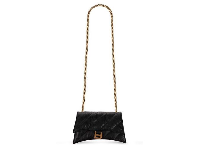 Balenciaga Borsa a catena trapuntata CRUSH XS Nero - vista 4
