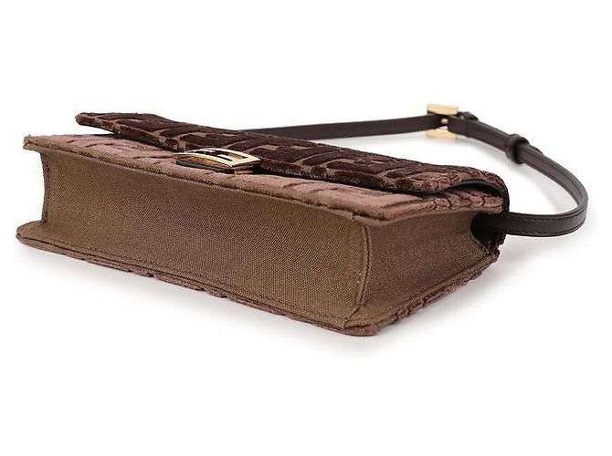 Fendi Borsa a Spalla Baguette Chain Marrone - vista 6