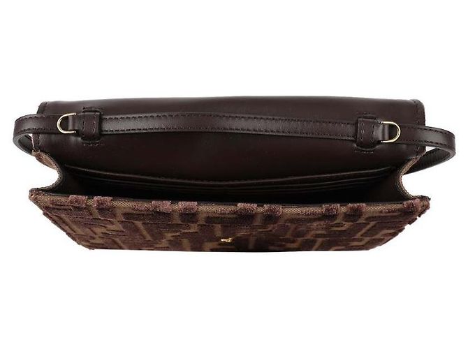 Fendi Borsa a Spalla Baguette Chain Marrone - vista 7