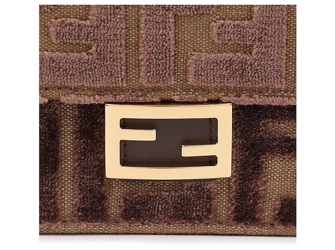 Fendi Borsa a Spalla Baguette Chain Marrone - vista 9