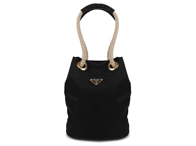 Prada Piccola borsa a secchiello in Re-Nylon Nero - vista 3