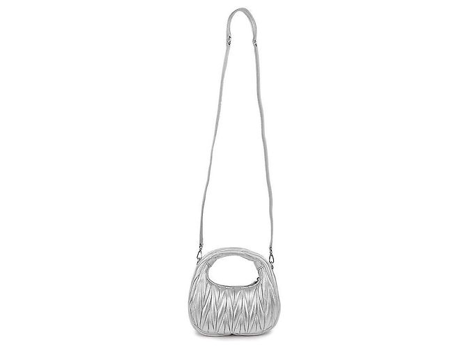 Miu Miu Borsa hobo mini in pelle Napa Argento - vista 5