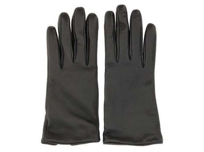 Saint Laurent Guanti in Agnello Cassandre Nero - vista 4