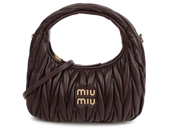 Miu Miu Borsa hobo in pelle nappa Marrone - vista 3
