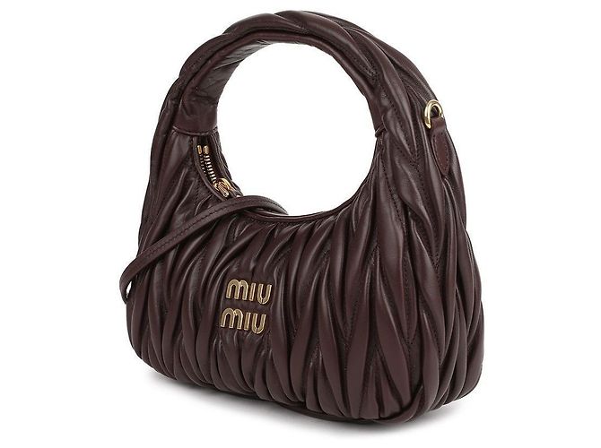 Miu Miu Borsa hobo in pelle nappa Marrone - vista 4