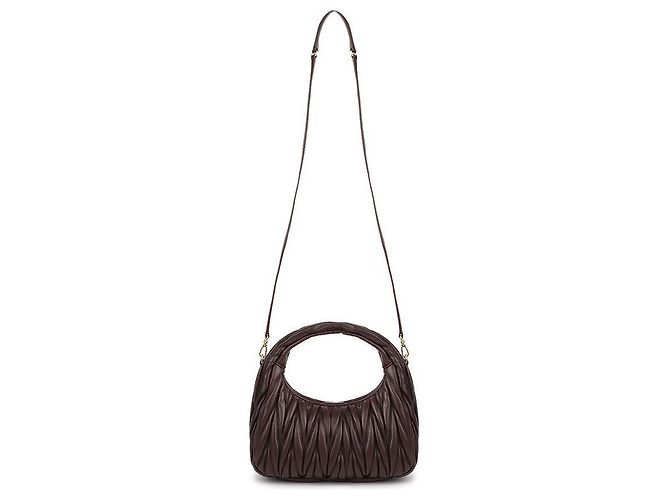 Miu Miu Borsa hobo in pelle nappa Marrone - vista 5