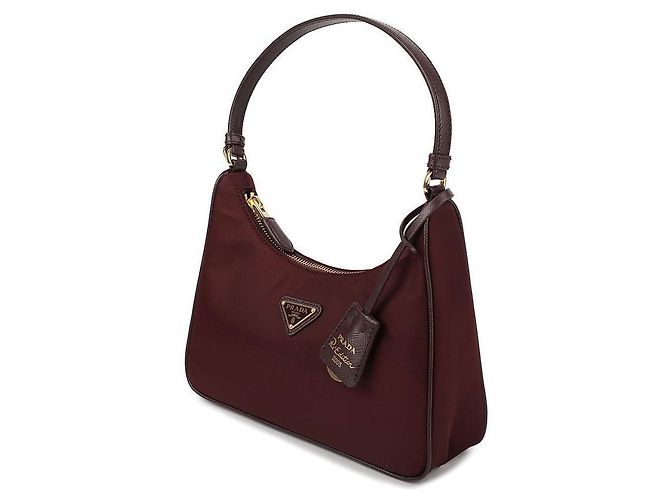 Prada Borsa Mini in Nylon Rieditata Rosso - vista 4