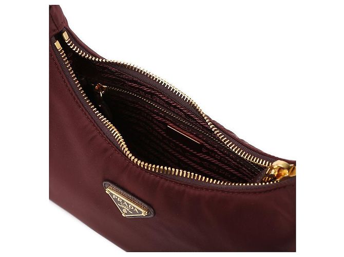Prada Borsa Mini in Nylon Rieditata Rosso - vista 8