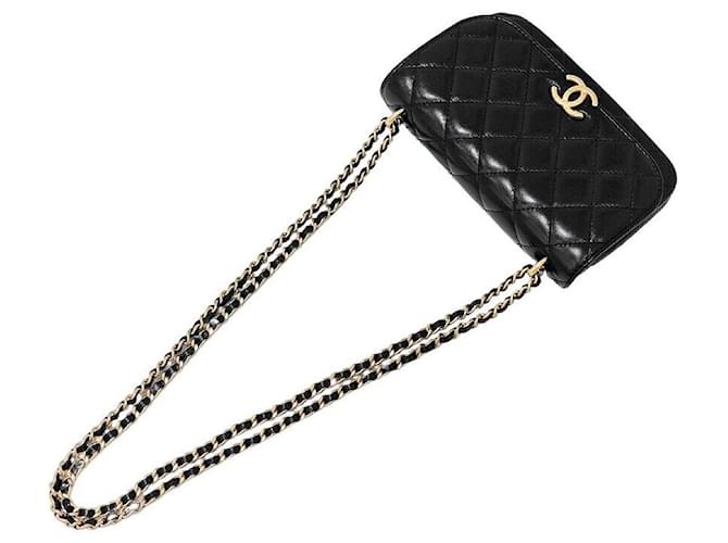 Chanel Mini borsa con patta e catena Nero - vista 4