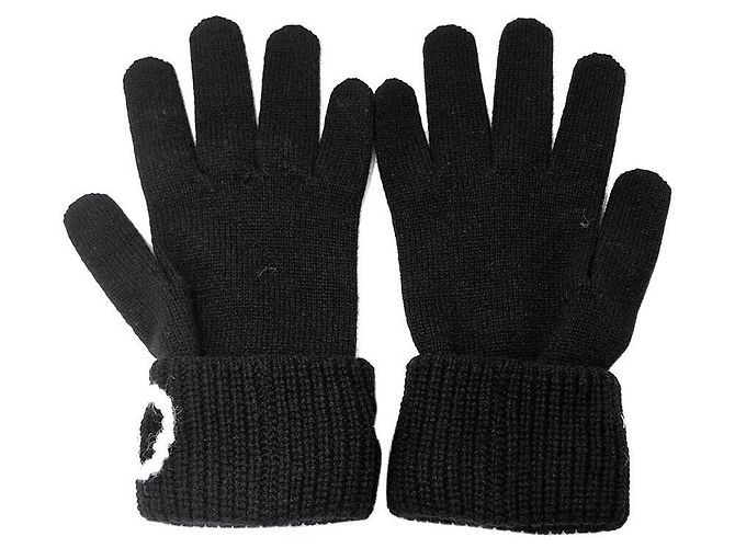 Chanel Kaschmir-Handschuhe mit Perlenverzierung Schwarz - Ansicht 2