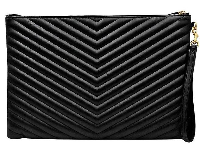 Saint Laurent Clutch Monogram Negro - vista 2