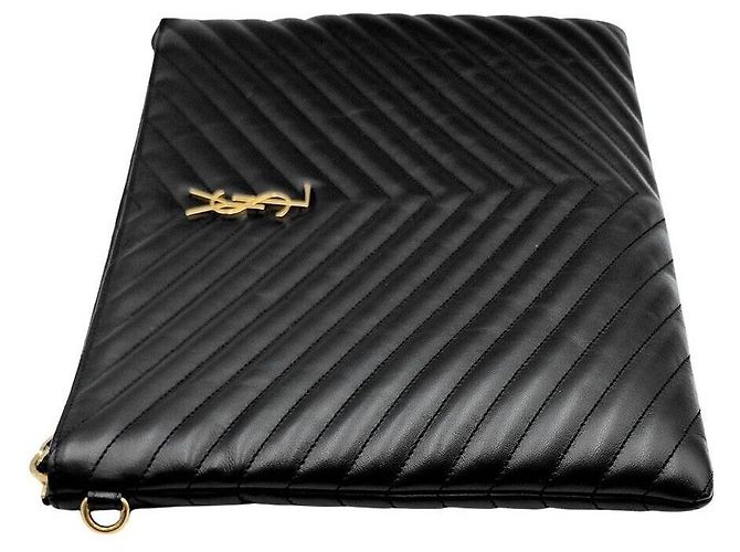 Saint Laurent Clutch Monogram Negro - vista 3