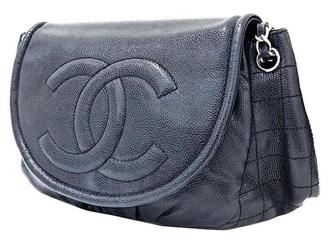 Chanel Borsa con patta in caviar Nero - vista 2