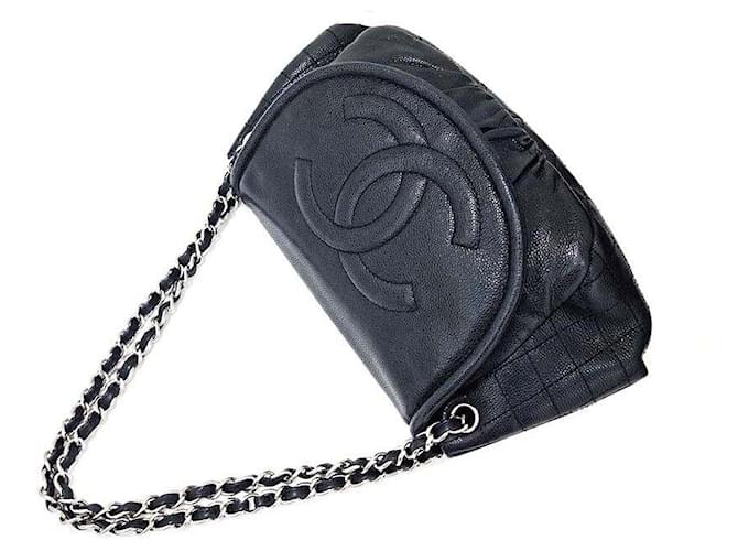 Chanel Borsa con patta in caviar Nero - vista 4