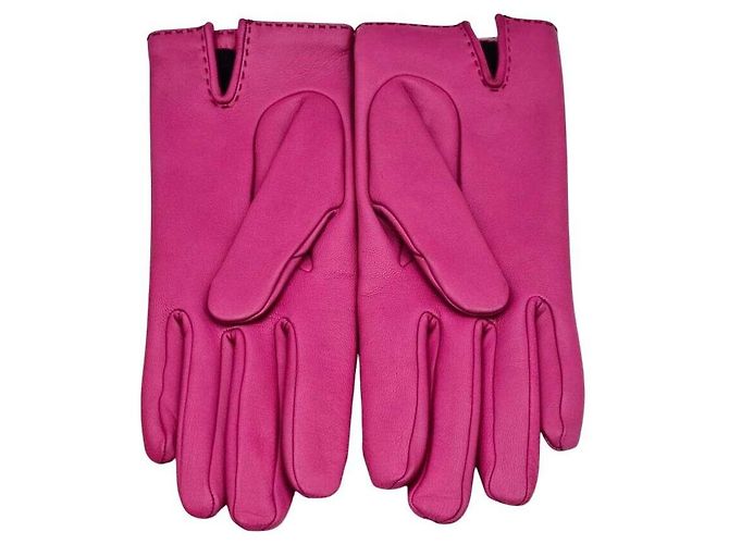 Hermès Luvas de pele de cordeiro Roxo - vista 2
