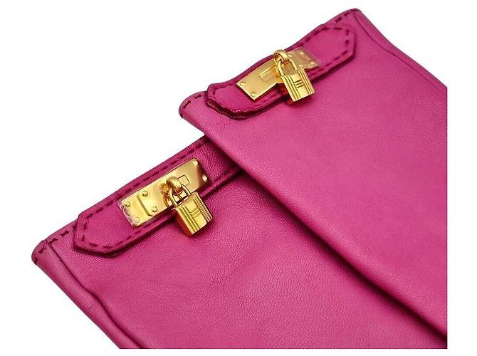 Hermès Luvas de pele de cordeiro Roxo - vista 3
