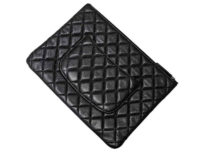 Chanel Clutch Caviar Nuova Media Nero - vista 3
