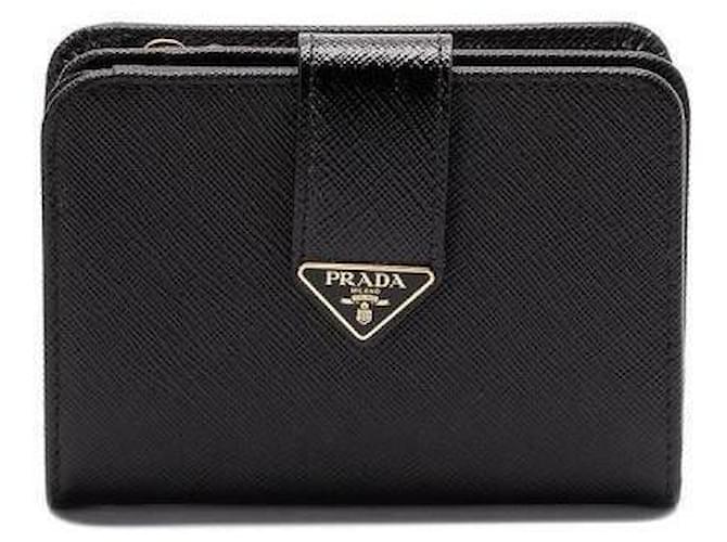 Prada Ledergeldbörse mit Logo Schwarz - Ansicht 4