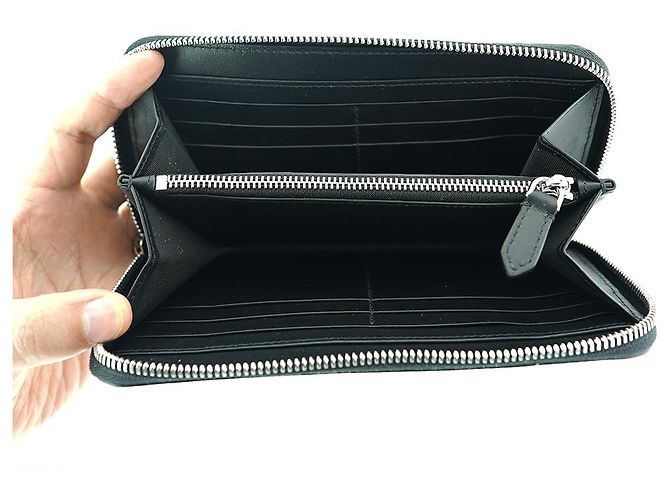 Burberry Carteira longa com zíper em couro preto - vista 10