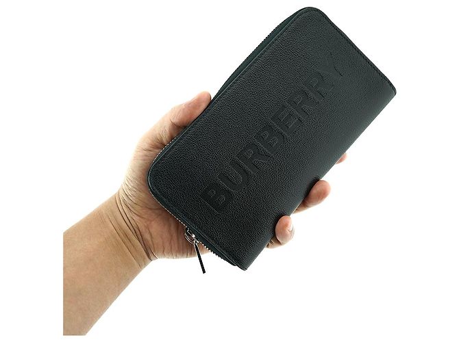 Burberry Carteira longa com zíper em couro preto - vista 5
