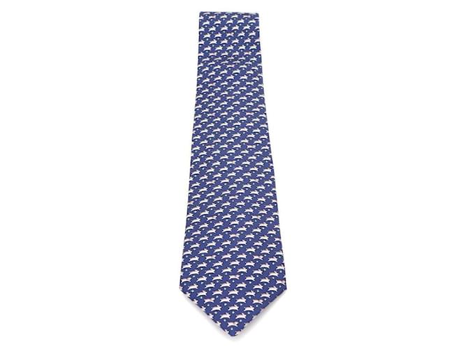 Hermès Seidenkrawatte Blau - Ansicht 2