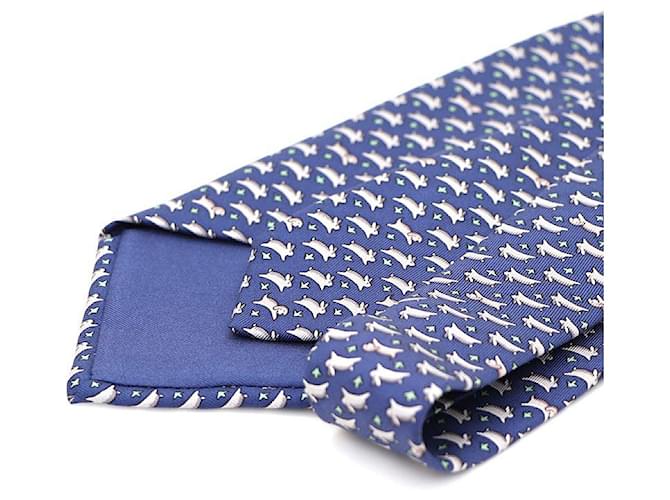 Hermès Seidenkrawatte Blau - Ansicht 4