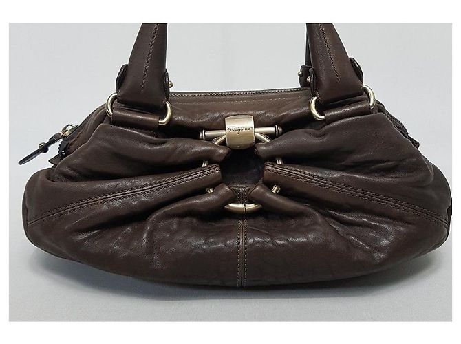 Salvatore Ferragamo Braune Leder-Tote - Ansicht 2