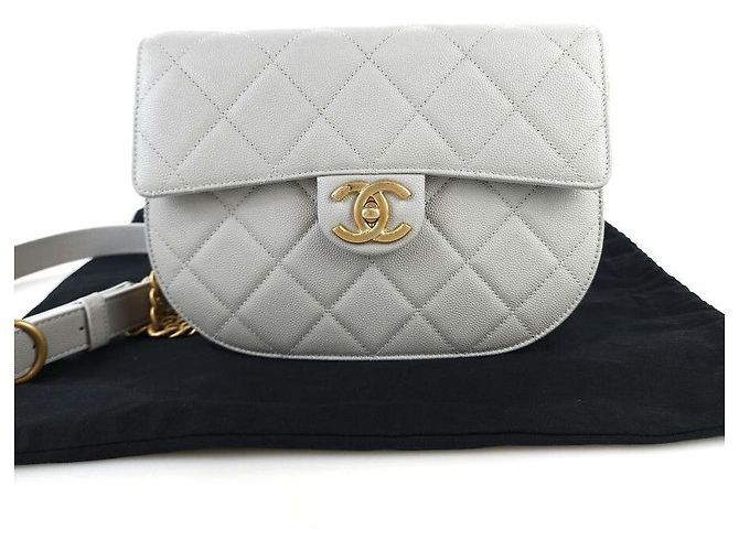 Chanel Borsa messenger con patta in caviale a mezzaluna, borsa a spalla, borsa a tracolla Nero - vista 7