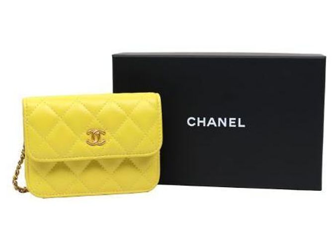 Chanel Mini borsa a tracolla in catena dorata gialla - vista 5