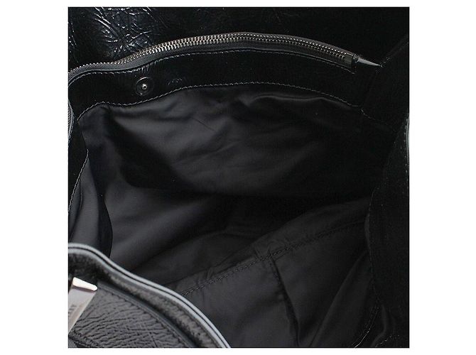 Burberry Grande borsa a spalla in check nero stropicciato - vista 5
