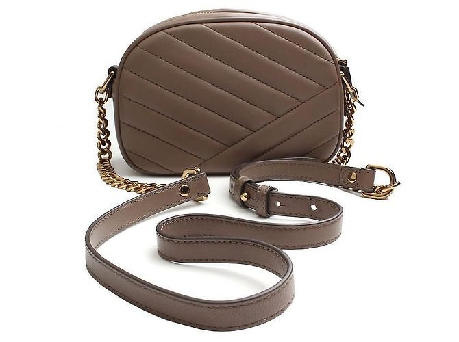 Borsa a tracolla matelassé in agnello marrone Tory Burch - vista 3