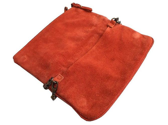 Zadig & Voltaire Borsa a tracolla e crossbody in suede arancione scuro con catena antica - vista 4