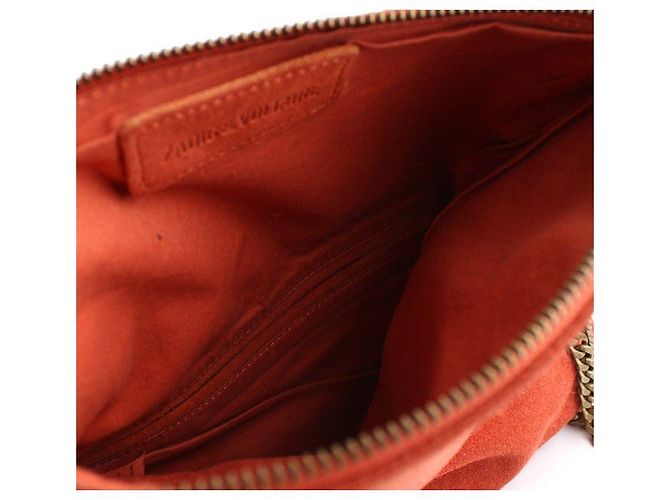 Zadig & Voltaire Borsa a tracolla e crossbody in suede arancione scuro con catena antica - vista 5