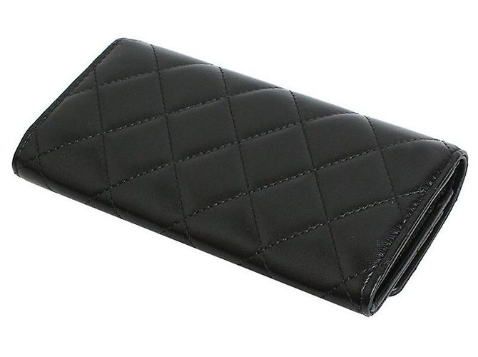 Chanel Schwarze gesteppte Geldbörse mit goldfarbenem CC - Serie - Ansicht 3