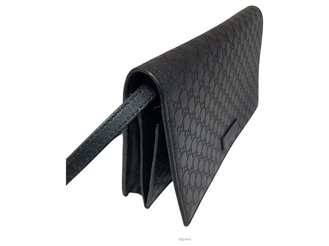 Gucci Micro GG Clutch Crossbody Nero - vista 3