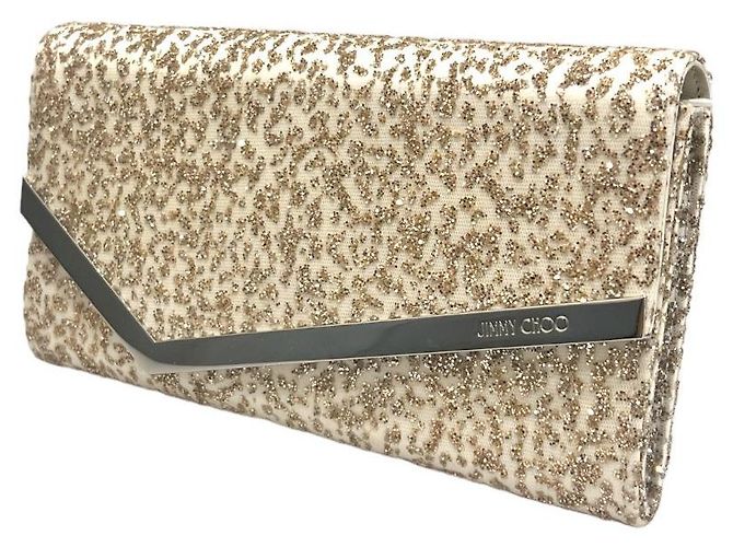 Jimmy Choo Clutch Catena Brillante Emie Bianco - vista 3
