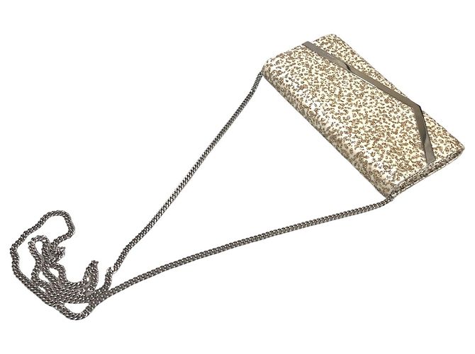 Jimmy Choo Clutch Catena Brillante Emie Bianco - vista 6