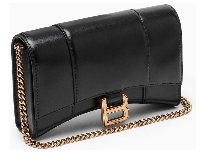 Balenciaga Portafoglio Hourglass a catena Nero - vista 3