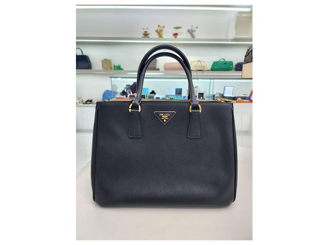 Prada Galleria Saffiano Lux Double Shoulder Bag Black - view 10