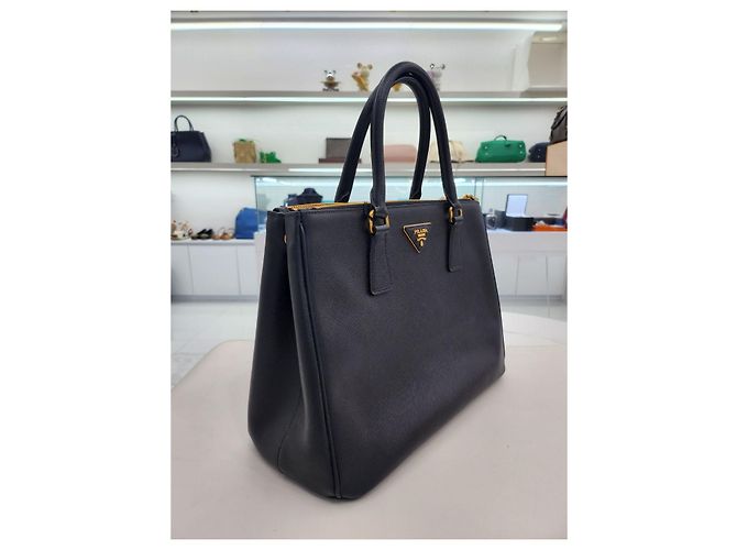 Prada Galleria Saffiano Lux Double Shoulder Bag Black - view 12