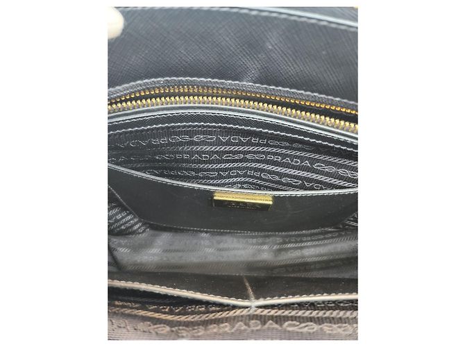 Prada Galleria Saffiano Lux Double Shoulder Bag Black - view 16