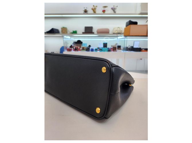 Prada Galleria Saffiano Lux Double Shoulder Bag Black - view 17