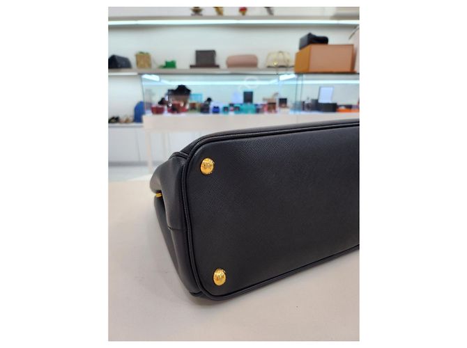 Prada Galleria Saffiano Lux Double Shoulder Bag Black - view 18