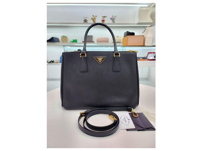 Prada Galleria Saffiano Lux Double Shoulder Bag Black - view 2