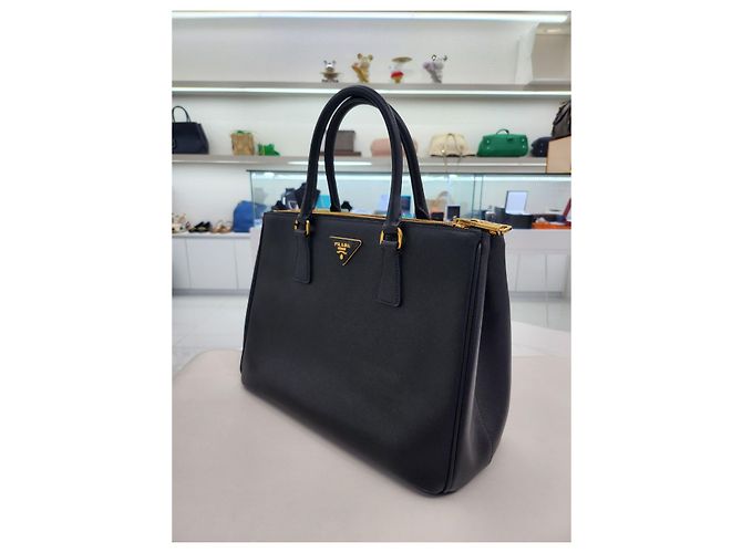 Prada Galleria Saffiano Lux Double Shoulder Bag Black - view 4
