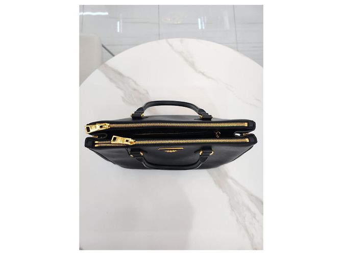 Prada Galleria Saffiano Lux Double Shoulder Bag Black - view 5