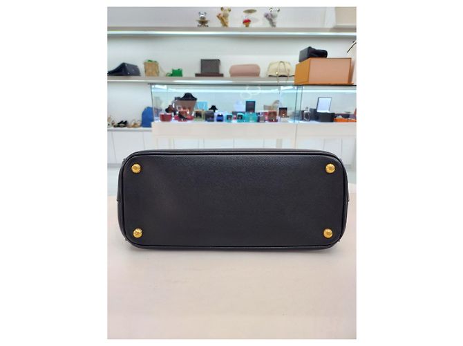 Prada Galleria Saffiano Lux Double Shoulder Bag Black - view 6
