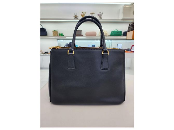 Prada Galleria Saffiano Lux Double Shoulder Bag Black - view 8