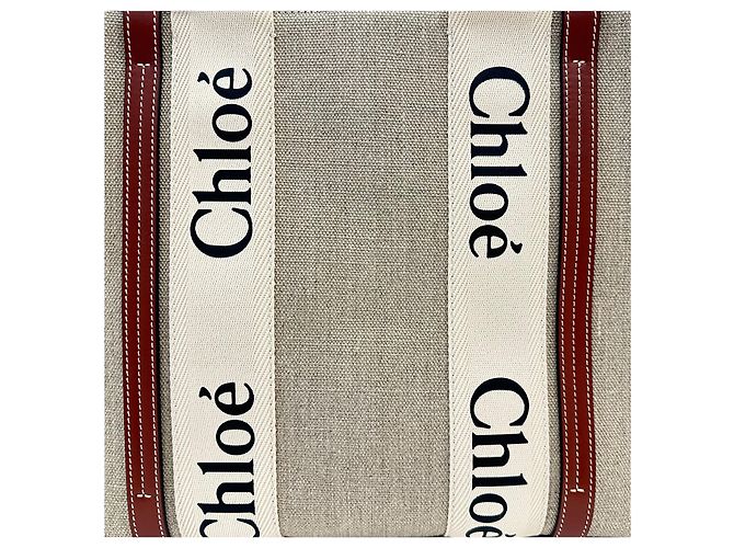 Chloé Logo Woody Medium Tote Bag Marrone - vista 10
