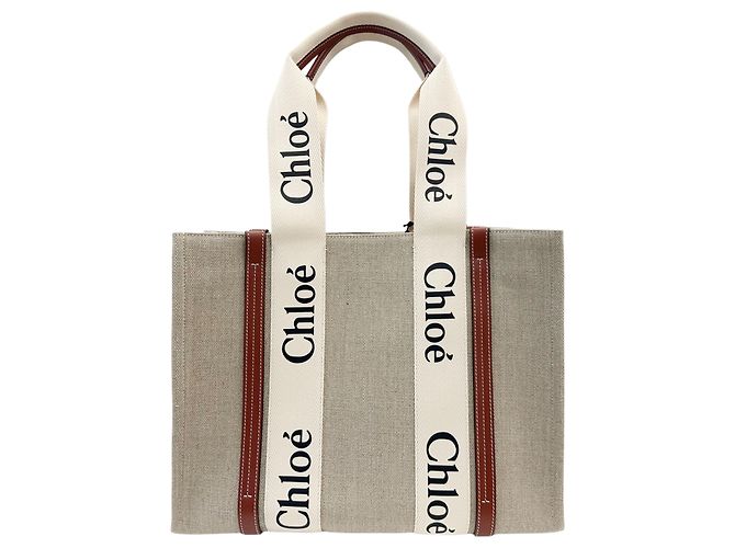 Chloé Logo Woody Medium Tote Bag Marrone - vista 2